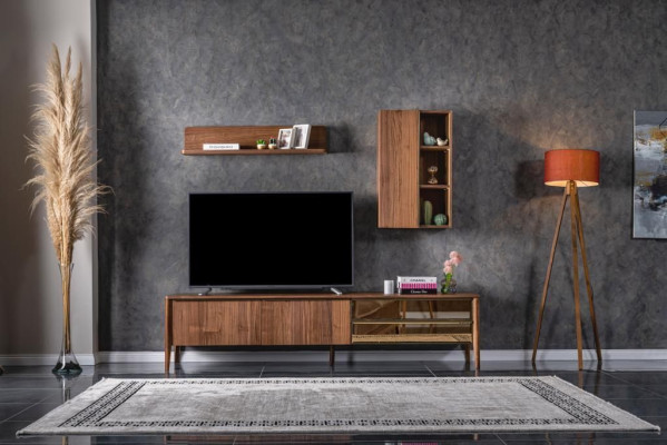TV-cabinet Lowboard Living room Set tv stand Sideboard Shelves Wall unit Modern Wood new